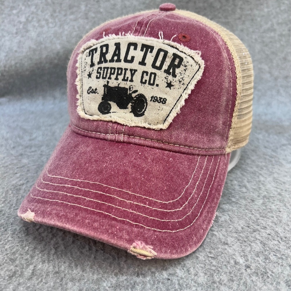 Tractor Supply Co Logo Unisex Burgundy Tractor Supply Co Trucker Hat Distressed